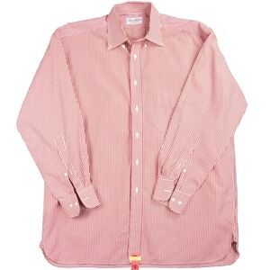 Ben Silver Shirt Men's 17-33 Red White Striped Cotton Classic Fit Made‎ in USA